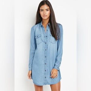 Denim Shirt Dress with side pockets